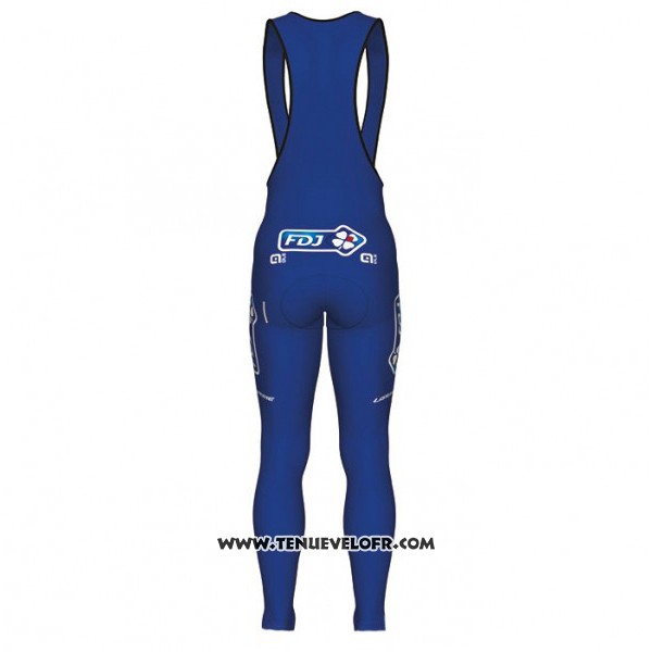 2017 Maillot Ciclismo FDJ Bleu et Blanc Manches Longues et Cuissard